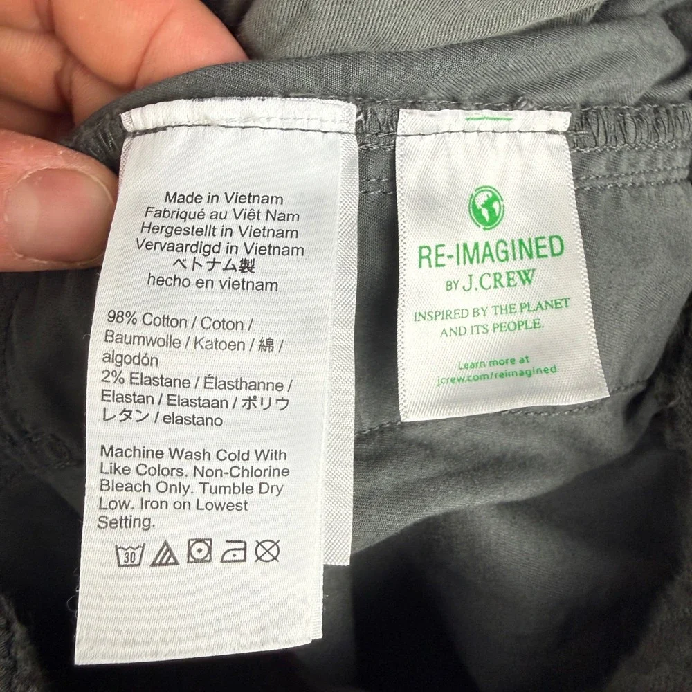 J Crew Dock Shorts Men's L Gray Stretch Chino Elastic Waist Drawstring 6.5
